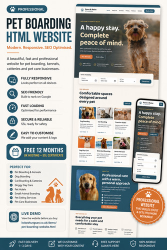 Pet boarding html website - boarding, +