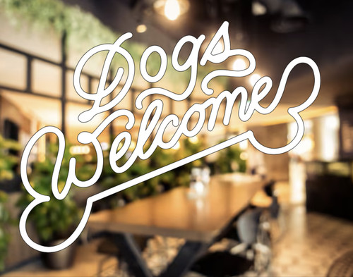 Dogs welcome shop window - dogs,