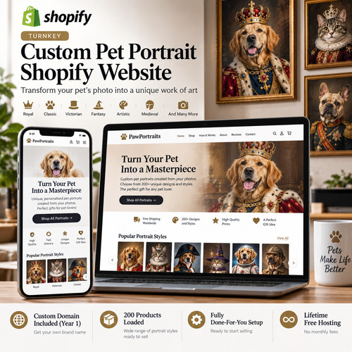 Custom pet portrait - custom, shopify